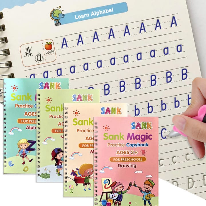4 Magic Books + 10 Refills + Pen & Gripper