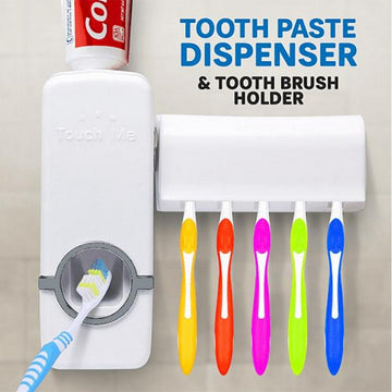 Automatic Toothpaste Dispenser & Toothbrush Holder Set
